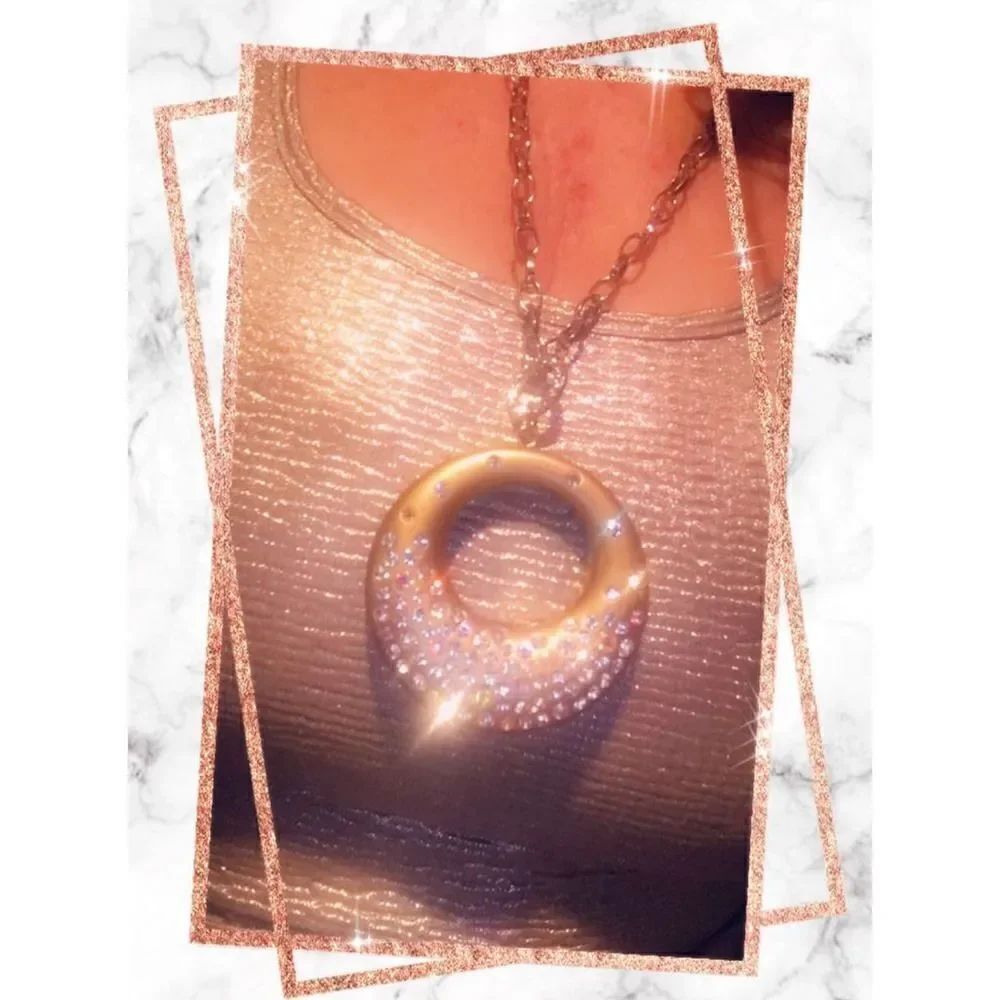 long Austrian crystal circle Pendant Necklace